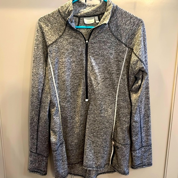 Athleta Tops - Athleta Womens Pullover Half Zip Running Wild Gray Reflective Shirt Pocket LG